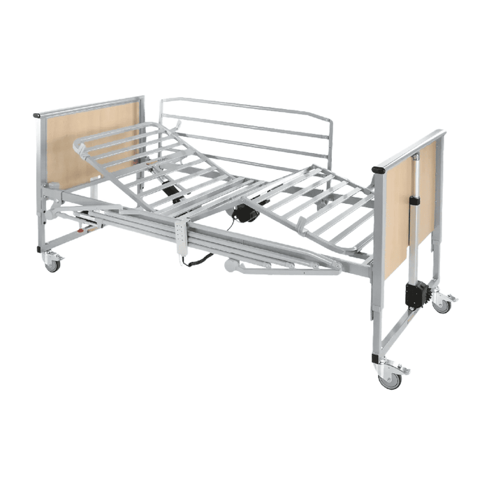 Alquiler de pack de cama articulada eléctrica partida Oval trend y antitrend con barandillas, colchón Visco y elevador