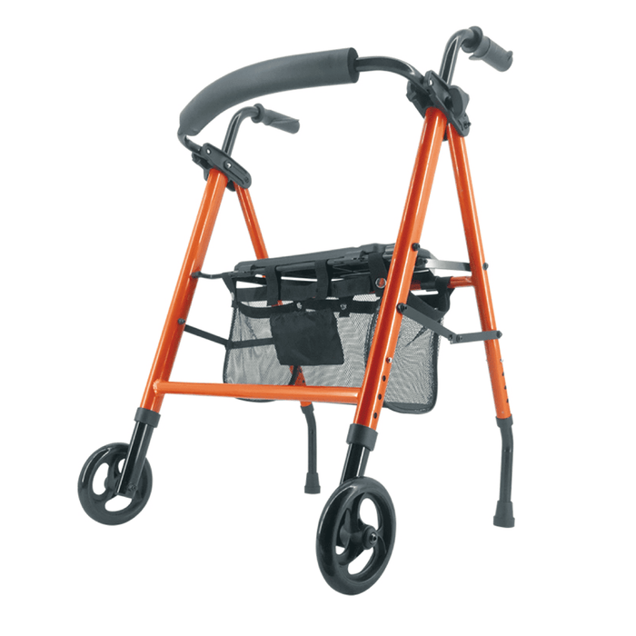 Andador Neo Classic de tubo ovalado con ruedas delanteras y asiento grande