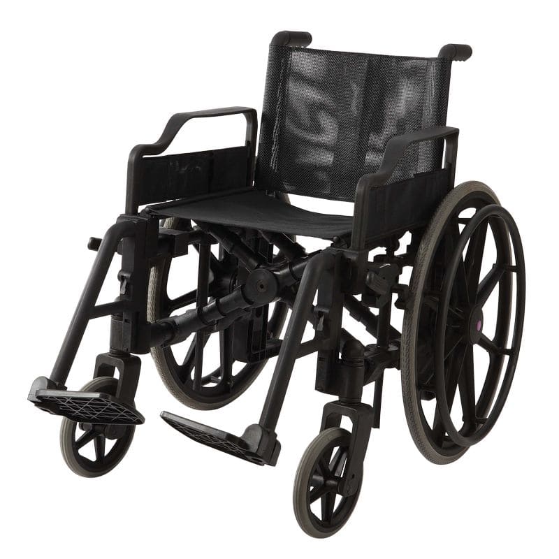 Silla de ruedas 100% nylon negra sin ninguna pieza metálica ideal para resonancias y aereopuertos